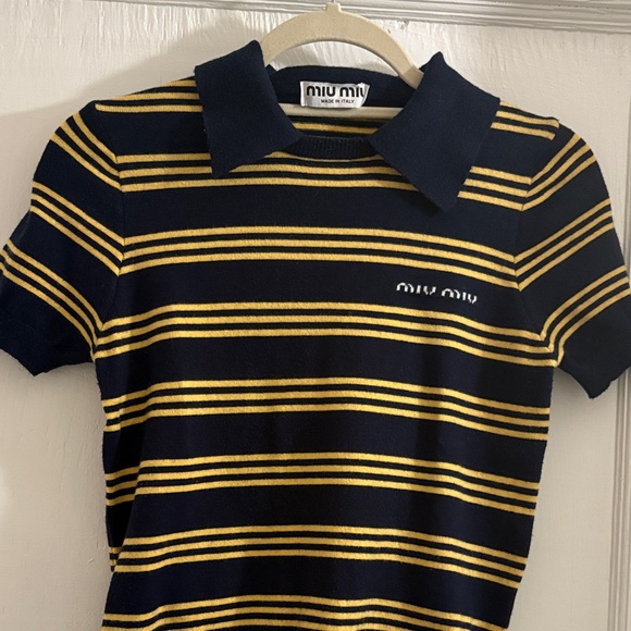 Miu Miu Polo with Navy and Yellow Stripes - Picture 4 of 10